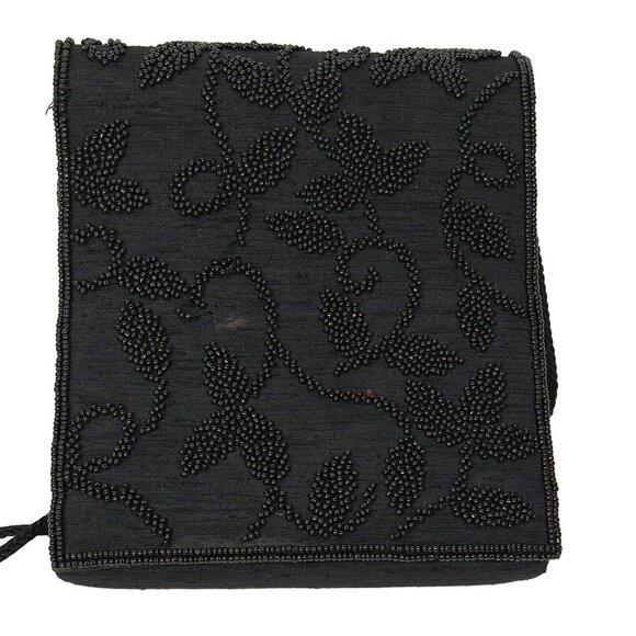Specialty Collection Evening Crossbody Bag Black Purse Makeup Mirror Flap Close - Picture 3 of 13
